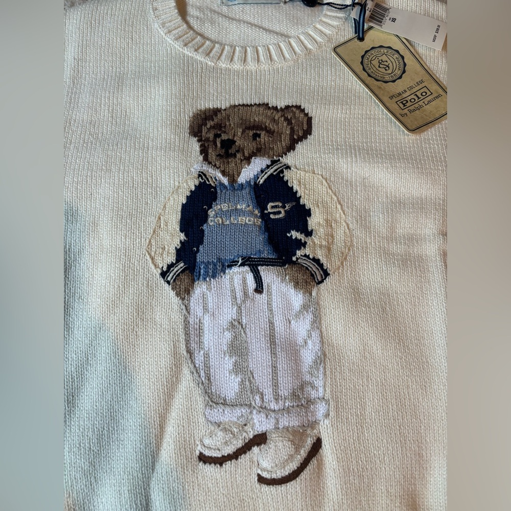 NWT Polo Ralph Lauren Spelman College Crewneck Bear Sweater XS - Picture 4 of 6